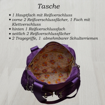 flevado Damen Handtasche Schultertasche Frauen/Jugend viel Stauraum lila